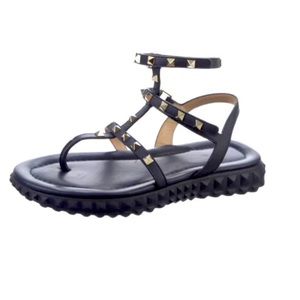 Valentino Rockstud Accents Leather Gladiator Sandals